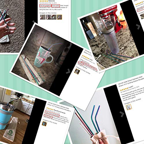 6 VEHHE+Straws+Stainless+Drinking+Reusable