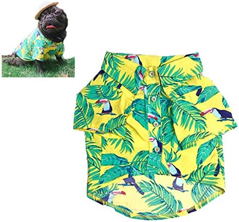 Meioro Pet Clothes Dog Clothes Comfortable Dog Shirt Hawaiian Style Seaside Resort Style Cotton Material Puppy French Bulldog Pug