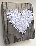 Sweet and small rustic white string art wooden heart block - A unique gift for Mother'sDay, Weddings, Anniversaries, Valentine's Day, Birthdays, Christmas, Sympathy and new baby gift.
