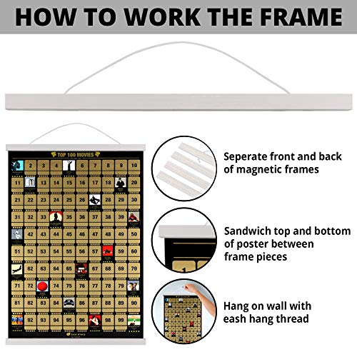 100 Movies Scratch Off Poster with Hanging Frame 17" (White) Iconic