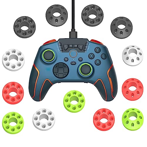 Precision Rings Aim Assist Motion Control for PlayStation 4, PlayStation 5, Xbox One, Xbox Series X/S, Switch Pro, Razer Wolverine V2 Controller Silicone Rings in Black, White, Green, Red (13 Pcs)