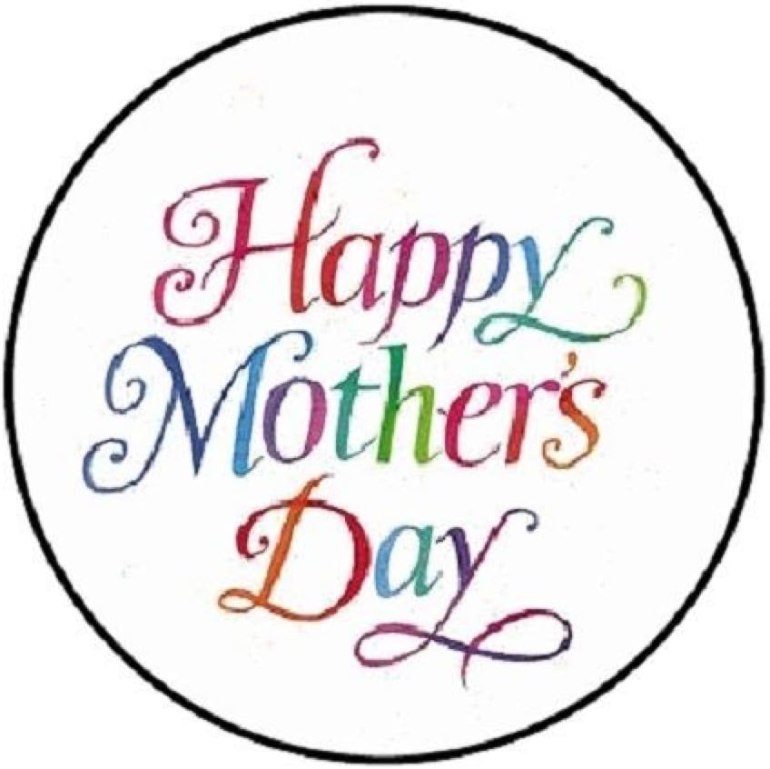 Seleq 1.2" Diameter Happy Mother's Day #1 Envelope Seals Round Stickers Set of 48