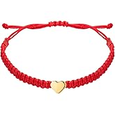 kelistom Handmade 18K White Gold Plated Star Bracelets for Women Men Red Black Woven String Luck Protection Friendship Distance Matching Bracelet Gifts