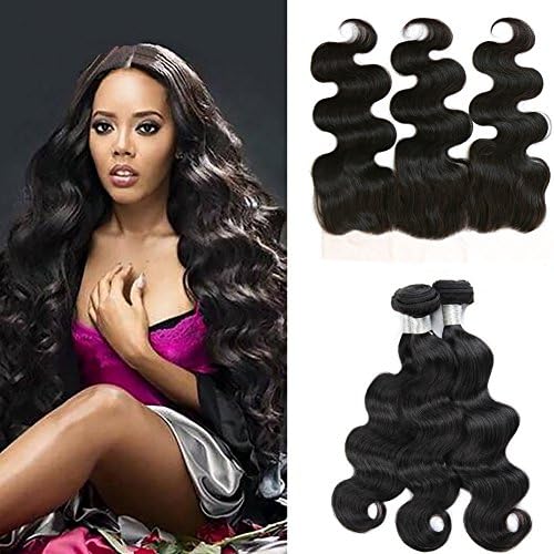Wigshow 3 Bundles Body Wave Virgin Brazilian Human Hair Weave With Free Part 13x4 Frontal Lace Closure Bleached Knots With Baby Hair (10''12''14''+8'')