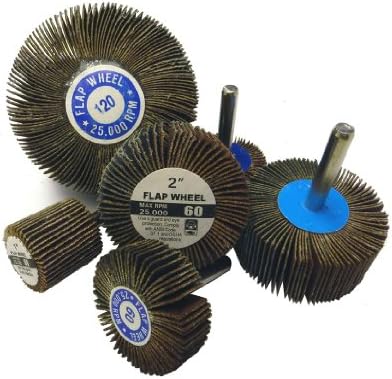 GritonGriton FW15580 Industrial Mandrel Mounted Abrasive Flap Wheel, 1-1/2" Diameter x 1/2" Width, 1/4" Round Shank (Pack of 10)