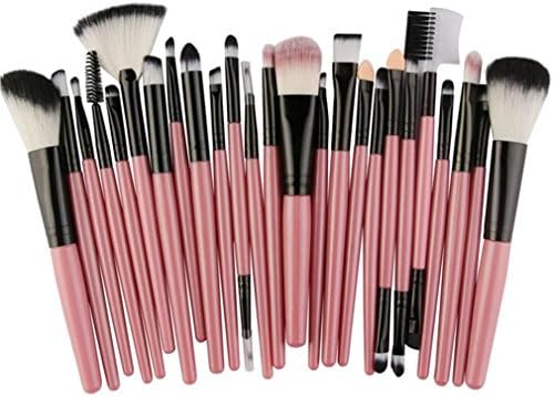 25Pcs Makeup Brushes Set Beauty Foundation Power Blush Eye Shadow Brow Lash Fan Lip Face Make Up Brushes Pink black