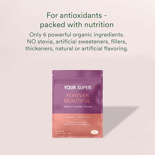 YOUR SUPER FOREVER BEAUTIFUL SUPERFOOD BLEND – ORGANIC SUPERFOOD POWDER FOR HEALTHY SKIN AND HAIR, WITH ORGANIC AÇAÍ, POWDER, MAQUI BERRY, MACA, AND ACEROLA (40 SERVINGS)