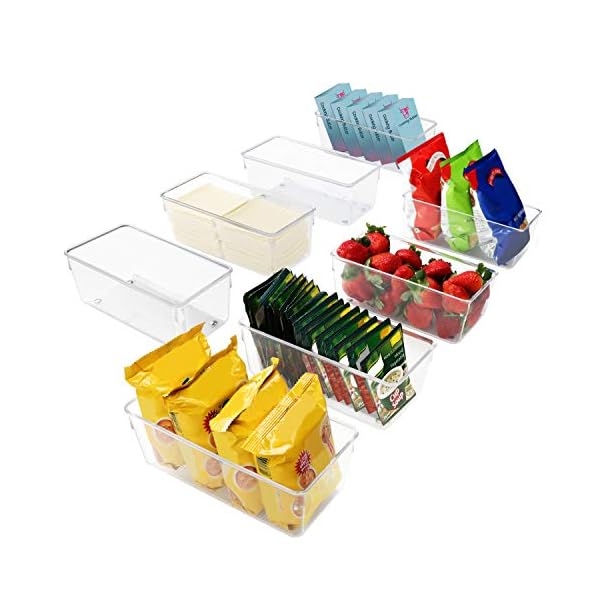 Kurtzy-Kitchen-Fridge-Cupboard-Storage-Trays-8-Pack-20cm787-Inches-Overall-Length-Clear-Plastic-Refrigerator-Bins-Bathroom-Pantry-Drawer-Freezer-and-Home-Storage-Organiser-Containers Kurtzy Kitchen Fridge & Cupboard Storage Trays (8 Pack) - 20cm/7.87 Inches Overall Length - Clear Plastic Refrigerator…