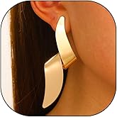 Chunky Geometric Twisted Statement Earrings for Women, Exaggerated 14K Gold High Polish Drop Dangle Stud Earrings Trendy Jewelry Accessories