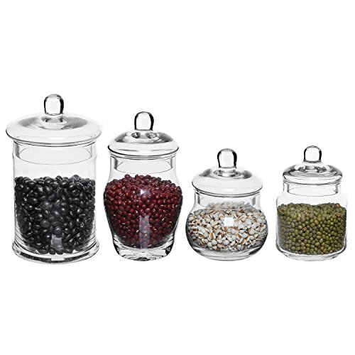MyGift Decorative Glass Apothecary Candy Jars, Small Wedding Events