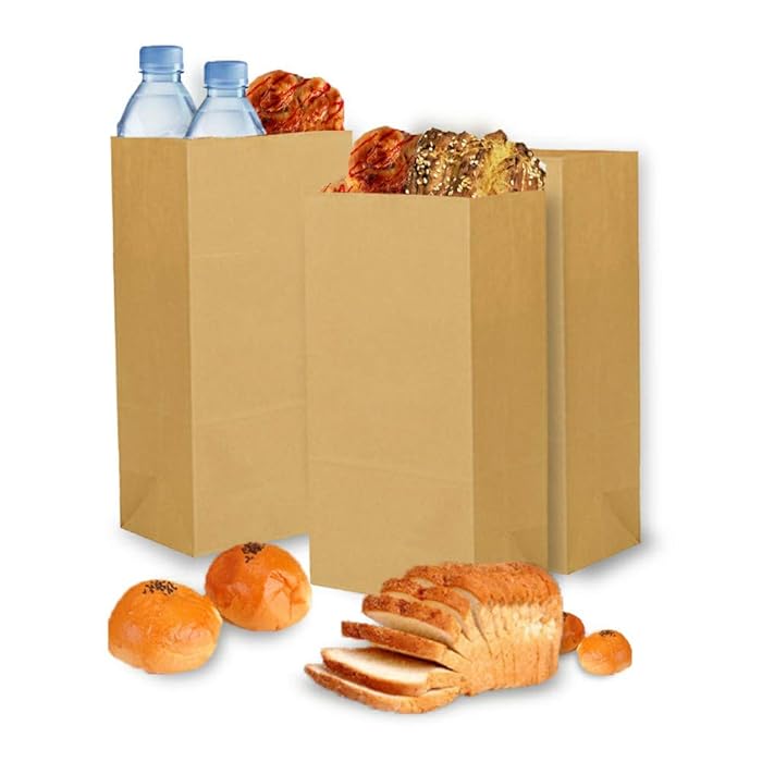 Paper Lunch Bags (100 Count)-11.8 x 6.1 x 3.9inches 6LB -Food Grade Grease Resistant and Unbleached Biodegradable Kraft Bags for Fried Food/Breads/Cookies Popcorn/Snacks