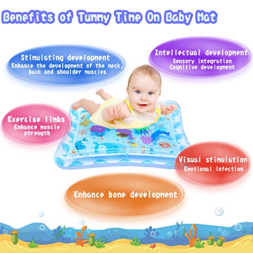 Inflatable Tummy Time Mat 22"28", Tummy Time Toys, Baby Toys, Baby Play Mat, Baby Girl Boy Toy, Water Mat, Play Activity Center for Infants Toddlers Promotes Visual Stimulation /Movement/Motor Skills