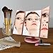 WEILY Tri-Fold Lighted Vanity Makeup Mirror with 21 LED Lights, Touch Screen and 3X/2X/1X Magnification Mirror, 2 Power Supply Modes Tabletop Cosmetic Mirror, Magnifying Travel Mirror (Rose Gold)