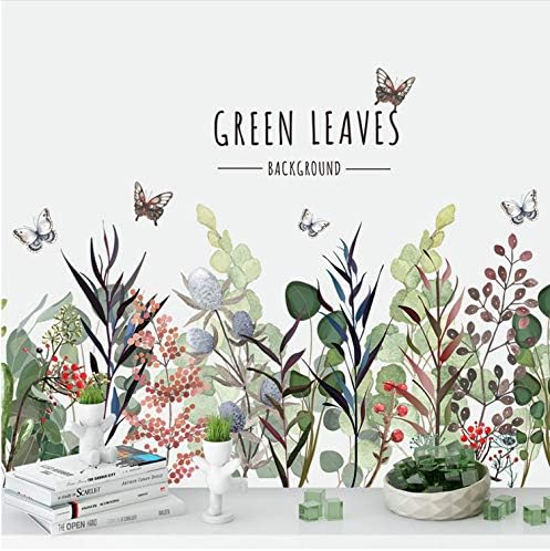 YTYTOO Wall Sticker DIY 3D Pvcfresh Green Leaves Grass Baseboard Wall Stickers Skirting Kids Living Room Bedroom Bathroom Kitchen Home Decor