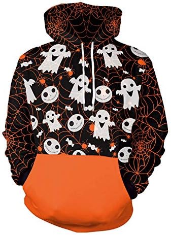 Women's Halloween Hoodie Pumpkin Long Sleeve Pullover Tops Hooded Sweatshirt