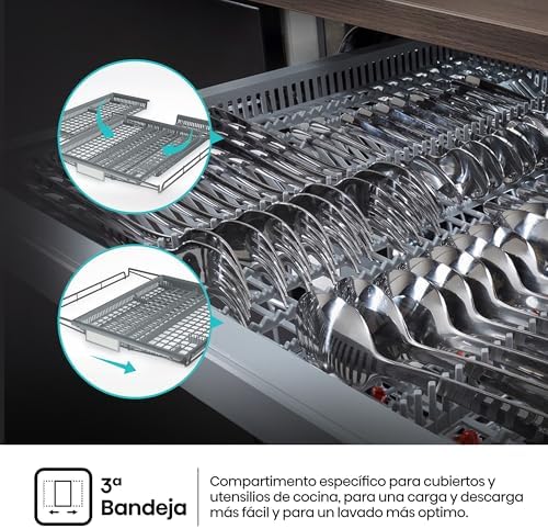 Hisense HV16D5 - Máquina de lavar louça integrada, classe D, 16 capacidade de serviços, altura 81,6cm x largura 59,8cm, secagem automática, programa automático, terceira bandeja, lavagem rápida de 15'