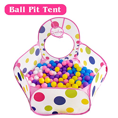OUTREE 3Pc Pop Up Children Play Tent with 1Crawl Tunnel & 2 Tents - Kids Tents for Boys, Girls, Babies & Toddlers for Indoor & Outdoor, Pink