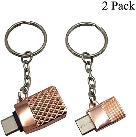 mobfun Mini Type-C Adapters with Keychain 2Pack, Fast Zinc Alloy USB-C to USB 3.0 OTG Adapter and USB-C to Micro USB Converter Connector for MacBook, Samsung S8, Note 8, ChromeBook (Rose-Gold)