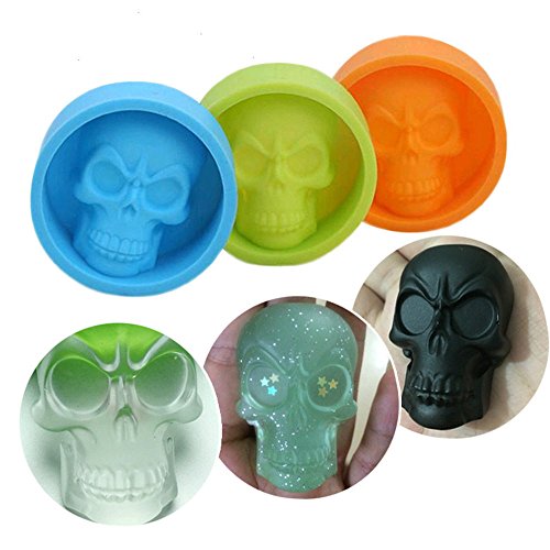 Hot Sale Halloween 3D Skull Silicone Mold Chocolate Fondant Cake Making Baking Mould 1Pc by Fenleo