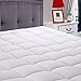 LEISURE TOWN Mattress Pad Queen Size Soft Cotton Mattress Cover,Quilted Fitted Mattress Topper with Deep Pocket fits 8-21 inch Mattress,Breathable Fluffy Pillow Top,Cooling Mattress Protector,White