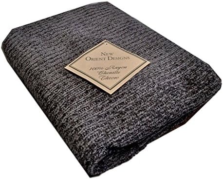 New Orient Designs 100% Rayon Chenille Knitted Throw Blanket, 50"x 60", Dusty Fig