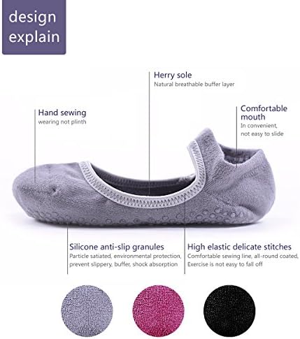 LIBRUONE Yoga Barre Socks Non Slip Skid for Barre Pilates Ballet Cotton Socks One Size 5-10