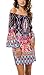 Mintsnow Women Bohemian Pattern Printed Loose Fit Off Shoulder Shift Dresses,Black,X-Large