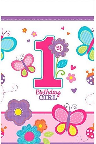 Amscan Sweet Girl First Birthday Plastic Tablecover, Multi-colour, 94.5 x 51.2 inch (Rectangular)