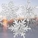 BANBERRY DESIGNS Snowflake Window Lights - Pack of Three Suction Cup Acrylic Snowflakes - LED Color Changing - Snowflake Decorations - Night Light Window Clings- Seasonal Window Bling