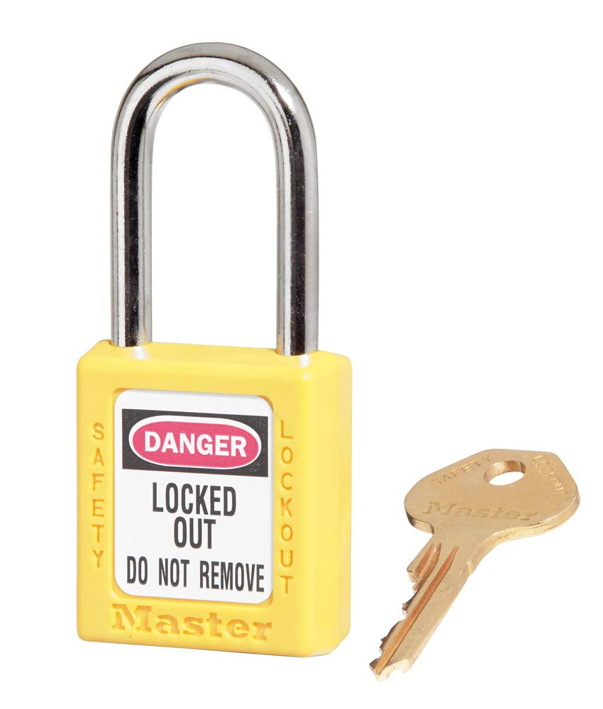 Caledonia Signs 53317 Safety Lockout Padlock, Keyed Different, Yellow