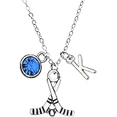 Personalized Hockey Necklace with Letter Charm, Hockey Jewelry, Hockey Gifts, Ice Hockey Charm Necklace, for Women, Teen & Girl Hockey Players