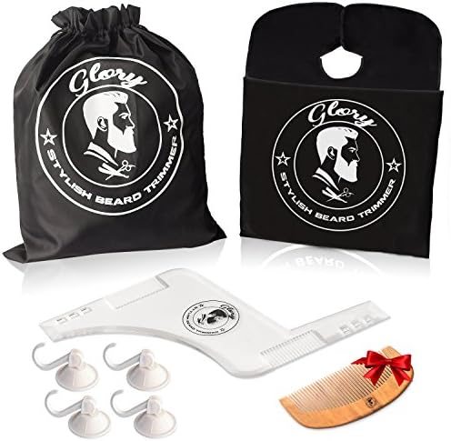 Beard Shaping Tool Premium Kit For Men, beard shaper Transparent & black apron bib + beard comb with waterproof designed bath bag ,free-beard brush comb,gift set