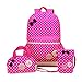 Moonwind Polka Dots Bow 3pcs Kids Book Bag School Backpack Handbag Purse Set for Girls Teen (Rose)