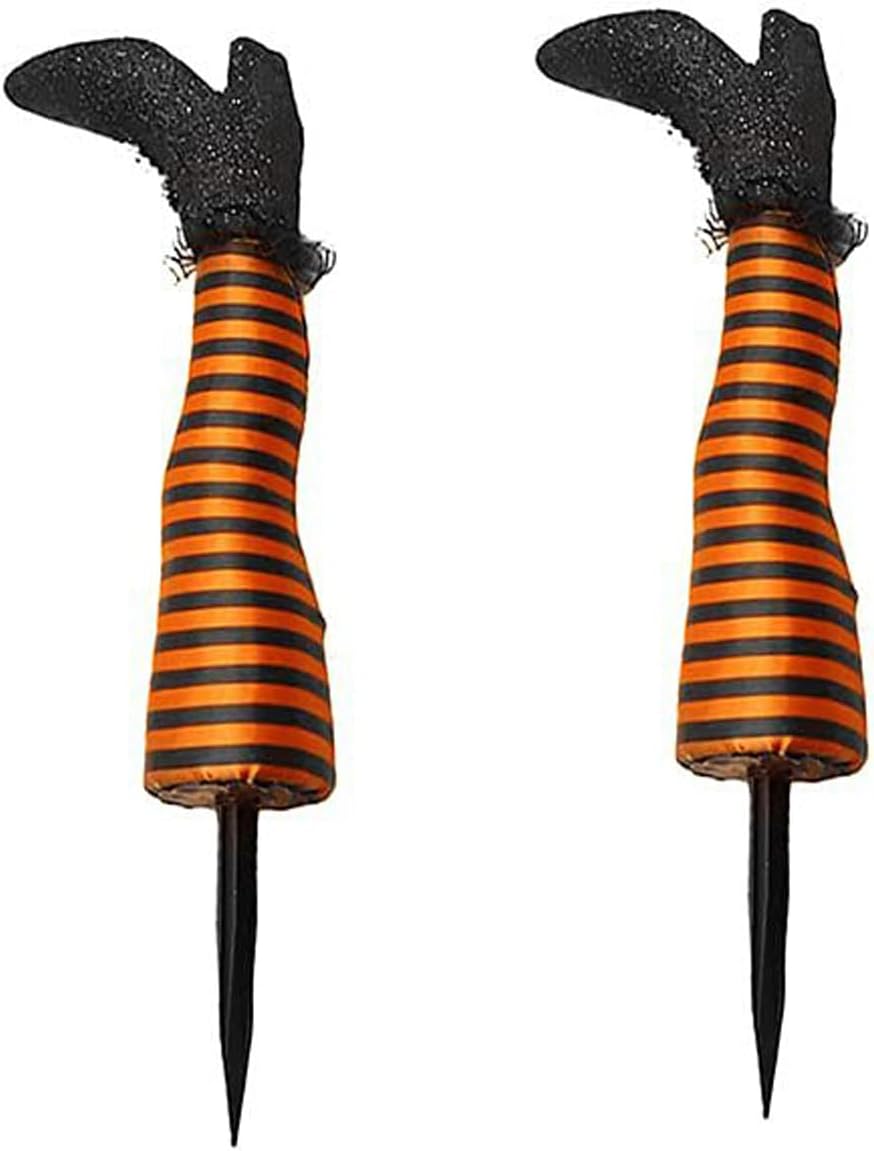 Decorative Garden Stakes - BinaryABC Halloween Witch Leg Yard Stakes,Hallloween Upside Down Witch Legs,Wicked Witch Legs,Hallween Outdoor Lawn Decorations,Halloween Haunted House Decor (Orange)