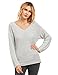 ROMWE Women's V-Neck Long Sleeve Basic Loose Knit Sweater Tops