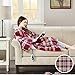 Beautyrest Reversible Faux Sherpa to Fleece Electric Wrap Poncho Blanket Shawl Wearable, Auto Shut Off, Virtually Zero EMF, Multi Heat Setting, UL Certified, Machine Washable, Red Plaid 50