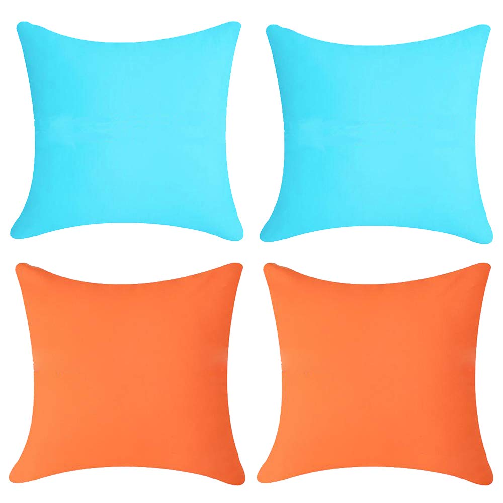 Andreannie Pack of 4 Outdoor Waterproof Decorative Throw Pillow Cover Cushion Case for Garden Tent Park Farmhouse Polyester Both Sides Square 18 x 18 inches (Set of 4 C)
