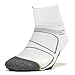 Feetures Elite Max Cushion Quarter Athletic Running Socks for Men and Women, White + Black, Size Medium