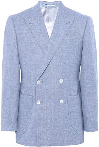 Jules B Men's Double Breasted Tweed Wool Jacket Blue 40