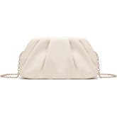 Dreubea Women's Fashion Cloud Shape Evening Bag Charming Fold Leather Clutch Handbag with Chain