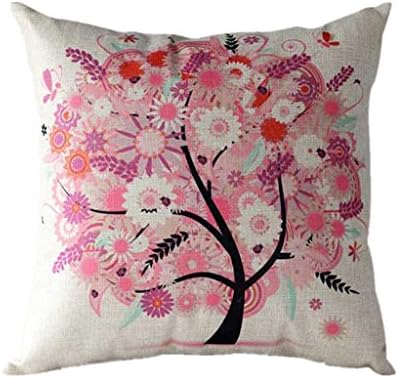 Beautyvan Comfortable Rural Fresh Cartoon Flower Tree Pillow Case Sofa Waist Throw Cushion Cover Home Decor (Pink)