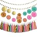 Baby Shower Wedding Party Decorations 42 pcs Gold Mint Green Pink Peach Cream Tissue Paper Pom Poms Flowers Tissue Tassel Garland Gold Glitter Five-Pointed Star Garland Kit
