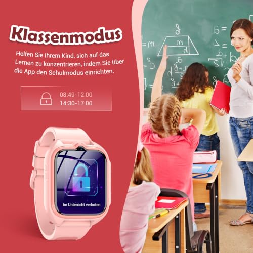 Blackview Children's Smart Watch, GPS, Can Insert SIM Card, Watch with 4G Video Calls, SOS Emergency Call, Phone Call, Voice Chat, SMS, School Mode, Pedometer, Children's Watch for Girls and Boys