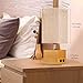 N&C Bedside Table Lamp with 2 Useful USB Charging Ports, Solid Wood Base Desk Lamp, Push Button Switch Nightstand Lamp with Brown Square Linen Fabric Shade for Bedroom/Living Room/Guest Room