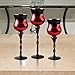 Tulip Hurricane Candle Holders Set of 3, Mercury Red Ombre Crackle Glass Twisted Long Stem for Holiday Centerpiece & Home Decor