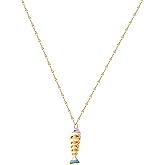 CZMZHFC Gold Fish Necklace for Women，Movable Fish Pendant Jewelry with Enamel Charm, Trendy Summer Beach Pisces、Birthday and Valentine's Day Gifts