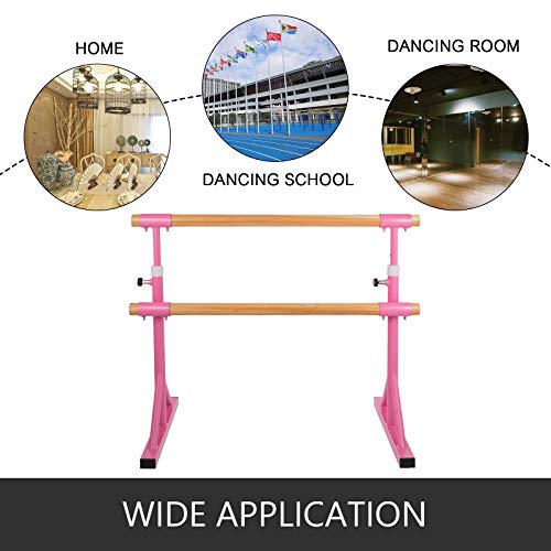 Popsport Ballet Barre Adjustable Portable Double Freestanding Ballet Bar 5FT Multiple Colors Ballet Barre Portable for Home Dance Room(5FT,Double Pink)
