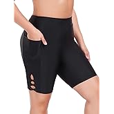 Ocean Blues Women's 8" High Waisted Swim Shorts with Pockets Tummy Control Board Shorts UPF 50+ Beach Shorts
