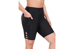 Ocean Blues Women's 8" High Waisted Swim Shorts with Pockets Tummy Control Board Shorts UPF 50+ Beach Shorts