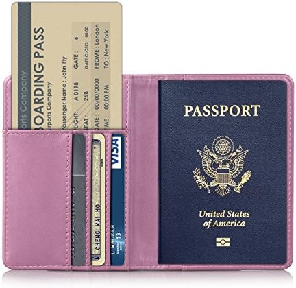 TDA Travel Passport Holder Wallet Multi-Purpose RFID Blocking ID Cards PU Leather Case Cover (Pink)